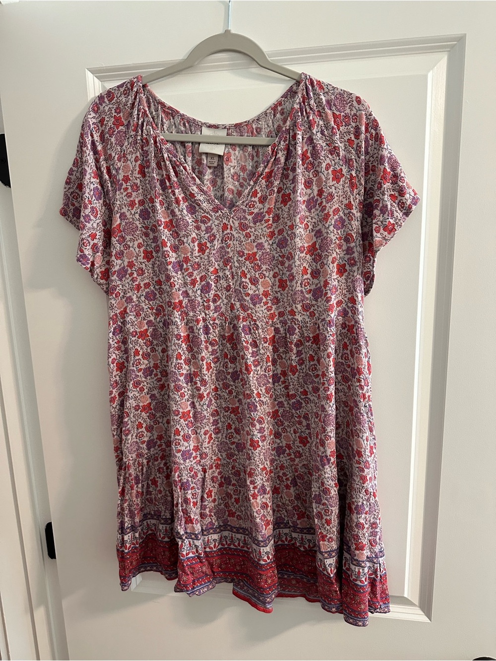 Women’s Knox Rose Pink Multi Floral V‑Neck Short Sleeve Dress